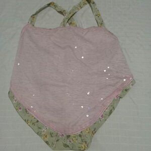 Chic hand made reversible pink sequined tulle tank top